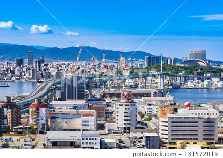 從博多港塔眺望福岡灣地區 從博多港塔眺望福岡灣地區 131572019