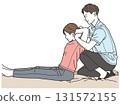 Illustration of a male chiropractor giving treatment to a woman 131572155