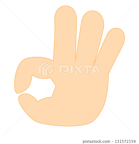 簡單的 OK 手勢手繪插圖（圓形，完美） 131572159