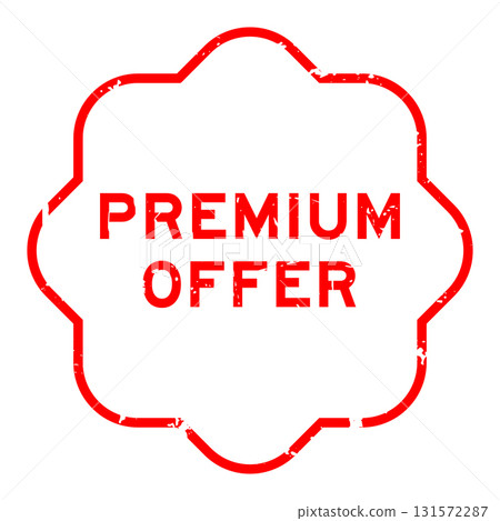 Grunge red premium offer word square rubber seal stamp on white background 131572287