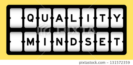 Black color in word quality mindset on slot banner with yellow color background Black color in word quality mindset on slot banner with yellow color background 131572359