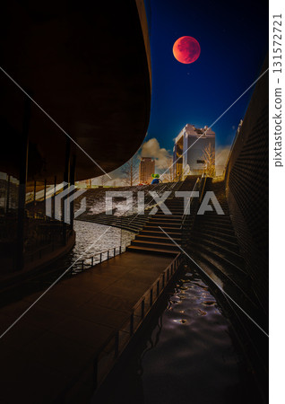 梅北廣場的階梯瀑布和月全食 131572721