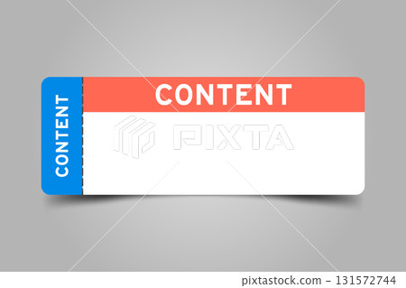 Blue and orange color ticket with word content and white copy space 131572744