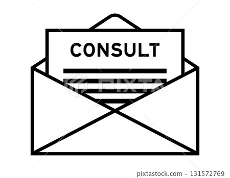 Envelope and letter sign with word consult as the headline 131572769