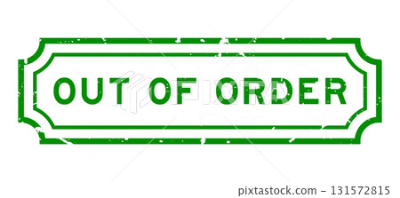 Grunge green out of order word rubber seal stamp on white background 131572815