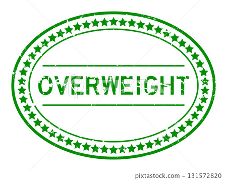 Grunge green overweight word oval rubber seal stamp on white background Grunge green overweight word oval rubber seal stamp on white background 131572820