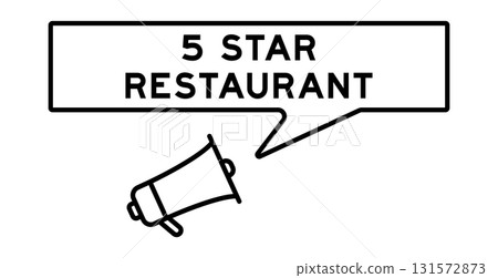 Megaphone icon with speech bubble in word 5 star resteraunt on white background 131572873