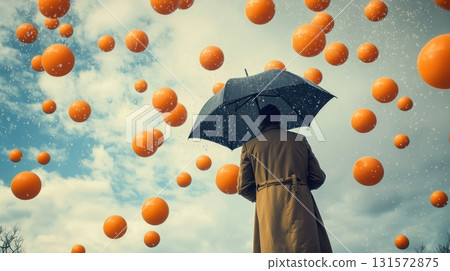Man Under Orange Rain. Man Under Orange Rain. 131572875