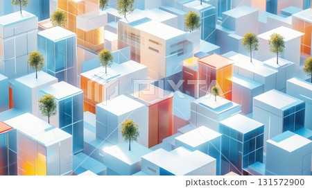 Futuristic Cityscape with Green Spaces. 131572900