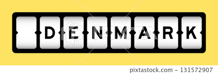 Black color in word denmark on slot banner with yellow color background 131572907