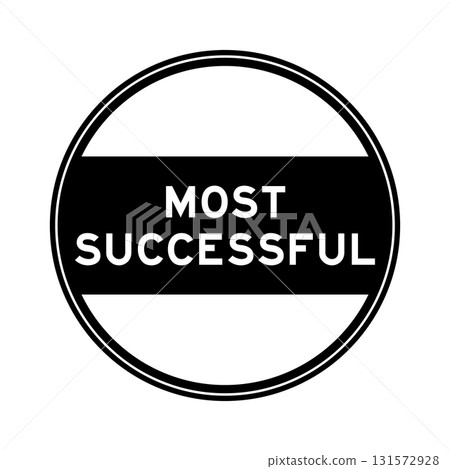 Black color round seal sticker in word most successful on white background Black color round seal sticker in word most successful on white background 131572928