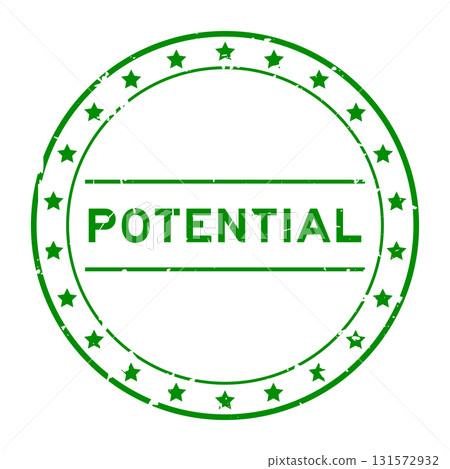 Grunge green potential word round rubber seal stamp on white background 131572932