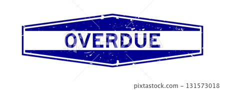 Grunge blue overdue word hexagon rubber seal stamp on white background Grunge blue overdue word hexagon rubber seal stamp on white background 131573018