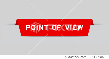 Red color inserted label with word point of view on gray background 131573020