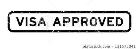 Grunge black visa approved word square rubber seal stamp on white background 131573041