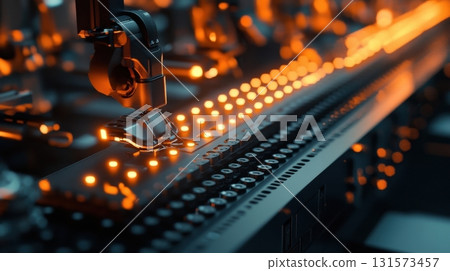Automated Assembly Line at Night. 131573457