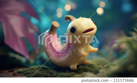 3DCG of a banana-like fantasy creature dancing in the forest 3DCG of a banana-like fantasy creature dancing in the forest 131573666