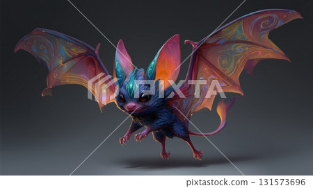 帶有發光翅膀的幻想蝙蝠 3D 角色 131573696