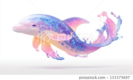 粉彩飛濺海豚透明插圖 131573697