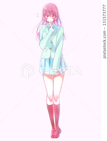 煩躁的女學生冬裝出汗 煩躁的女學生冬裝出汗 131573777