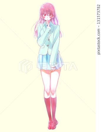 Fidgety female student in winter clothes Fidgety female student in winter clothes 131573782