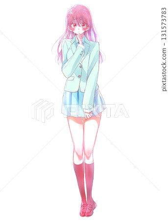 Fidgety female student in winter clothes Fidgety female student in winter clothes 131573783