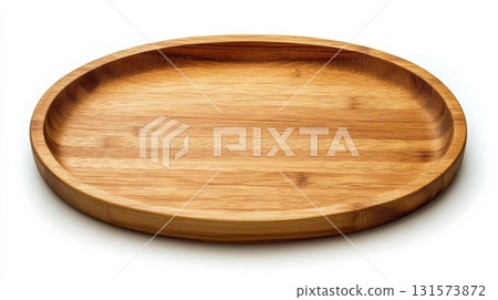 round wooden serving tray bamboo platter eco-friendly dish 131573872