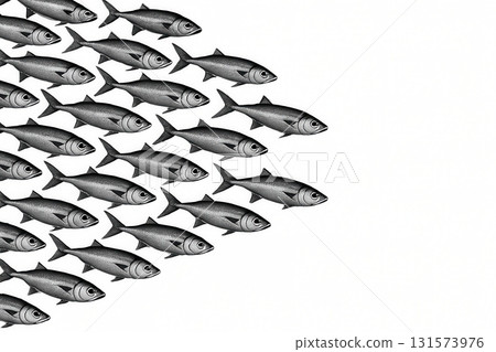 Pattern of Black and White Fish in School Formation 131573976