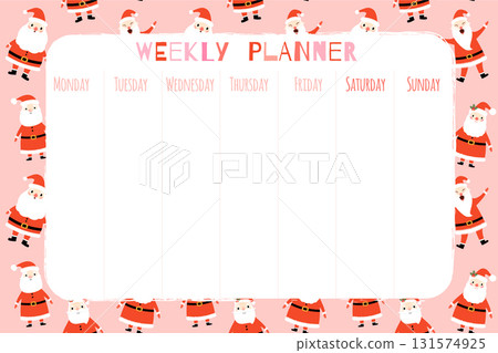 Cute Christmas and holiday weekly organizer with festive winter background pattern Cute Christmas and holiday weekly organizer with festive winter background pattern 131574925