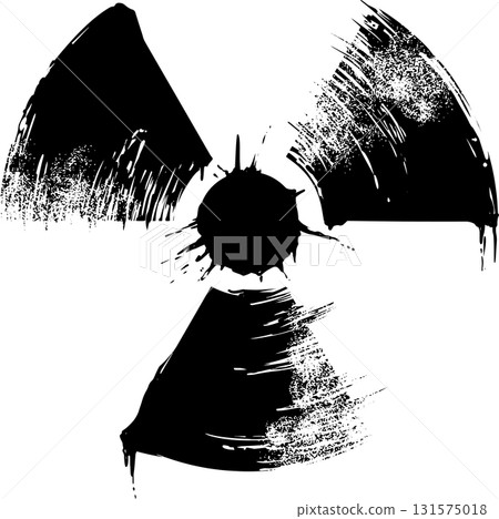Sumi-e illustration of radioactive material mark 131575018