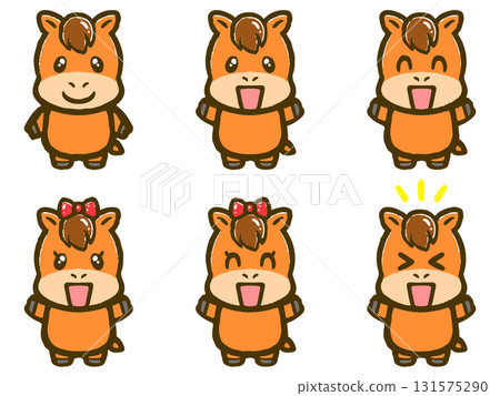 Horse doodle style illustration material set Horse doodle style illustration material set 131575290