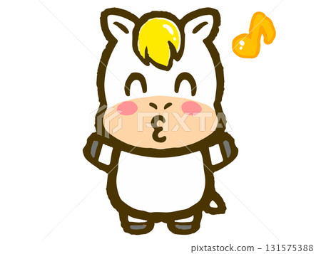 Doodle illustration of a happy horse 131575388