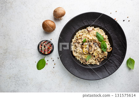 Risotto with mushrooms in a plate Risotto with mushrooms in a plate 131575614