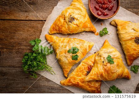 Samsa or samosas with meat Samsa or samosas with meat 131575619
