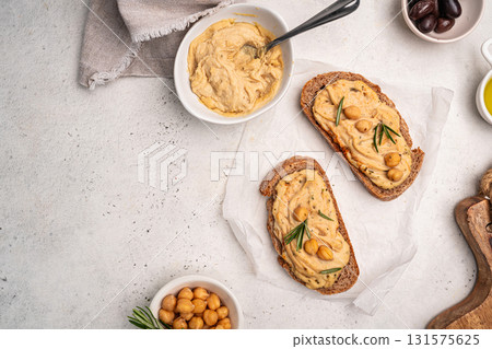 Delicious sandwiches with hummus 131575625