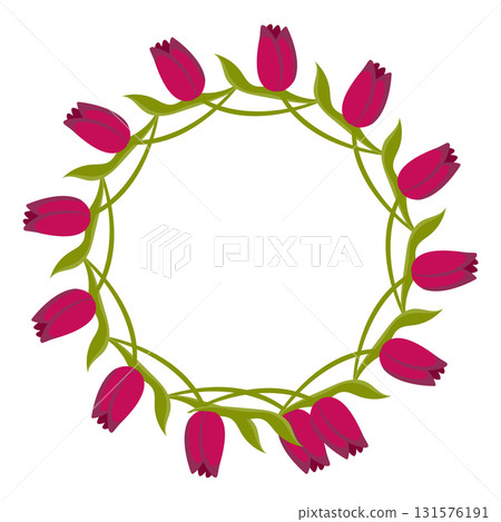 Wreath of tulips. Floral element for your design. Vector illustration isolated on white background. Wreath of tulips. Floral element for your design. Vector illustration isolated on white background. 131576191