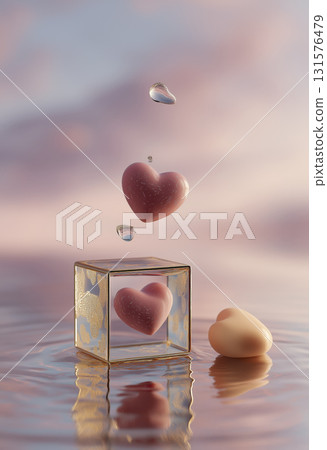 Heart water love drop falling sky transparent clear romantic feeling expressed with heart and water dropping 131576479