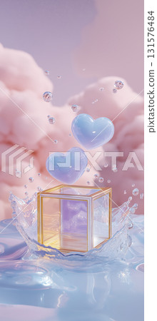 Water droplet heart box love floating cloud dreamy ethereal tender sky blue pink water droplet heart box love floating cloud dreamy ethereal 131576484