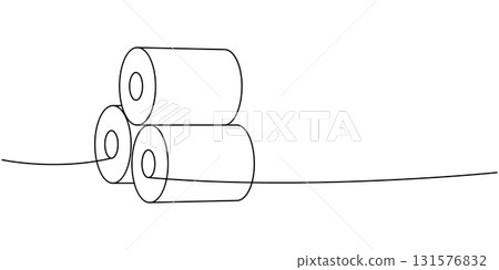 Paper rolls one line continuous drawing. Soft toilet papers. Vector illustration 131576832