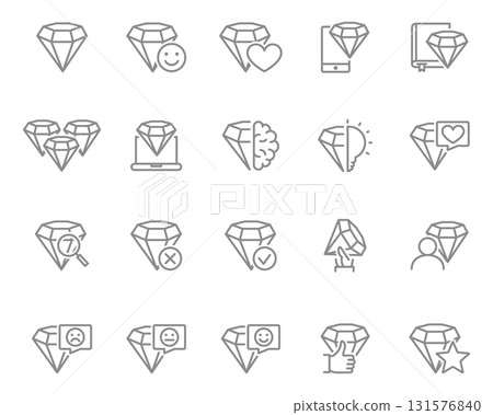 Set of diamond icons. Precious gems, luxury gemstones, faceted brilliant. Vector illustration. Set of diamond icons. Precious gems, luxury gemstones, faceted brilliant. Vector illustration. 131576840