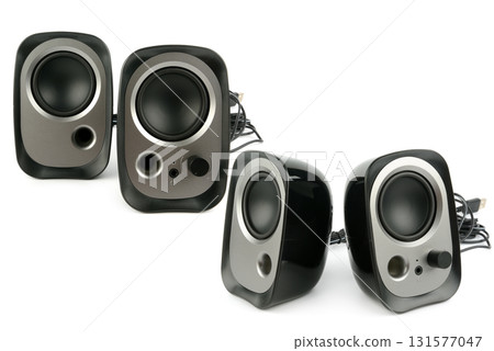 Desktop Speakers on a White Background. 131577047