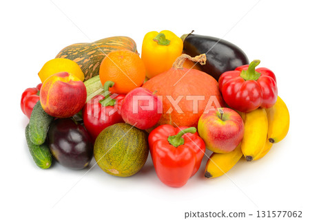 Fresh Harvest Assortment on White Background 131577062