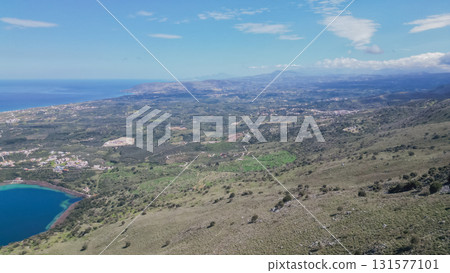 Beautiful Cretan landscape Lake Kournas sea mountains and olive fields. Beautiful Cretan landscape Lake Kournas sea mountains and olive fields. 131577101