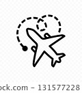 Plane is flying along the route vector design 131577228
