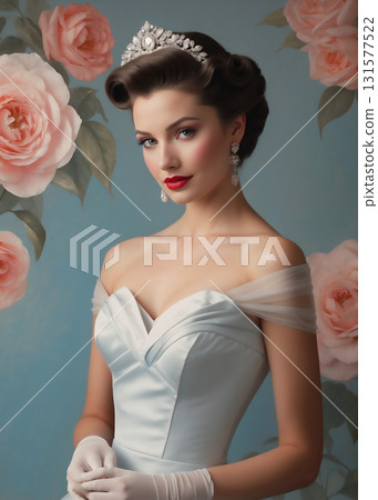 Woman in a wedding dress: AI-generated material 131577522