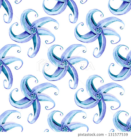 Summer flowers of morning glory, seamless pattern. Watercolor Ipomoea alba background 131577539