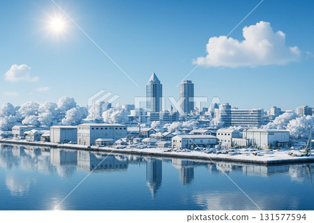 新潟港的雪景 NEXT21 等 131577594