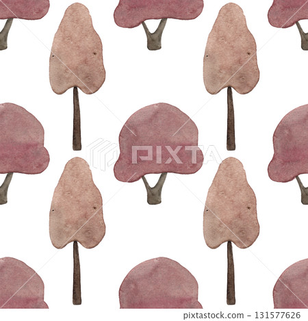 Autumn trees. Watercolor illustration. Seamless pattern for your design Autumn trees. Watercolor illustration. Seamless pattern for your design 131577626