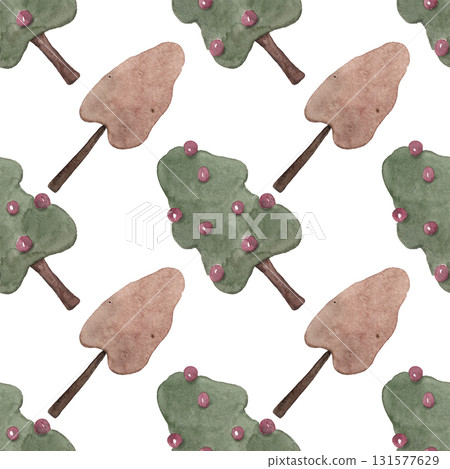 Contrast of seasons. Autumn and winter trees: conifers and deciduous. Seamless pattern for your design Contrast of seasons. Autumn and winter trees: conifers and deciduous. Seamless pattern for your design 131577629