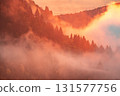 Misty autumn mountain landscape at sunrise in Slovenia 131577756
